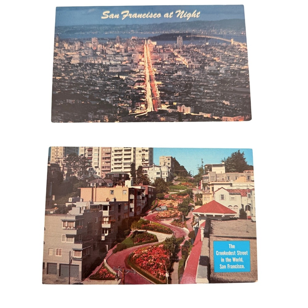 Vintage Mirro-Krome San Francisco Postcard Set Lombard Crooked Street Retro SFO